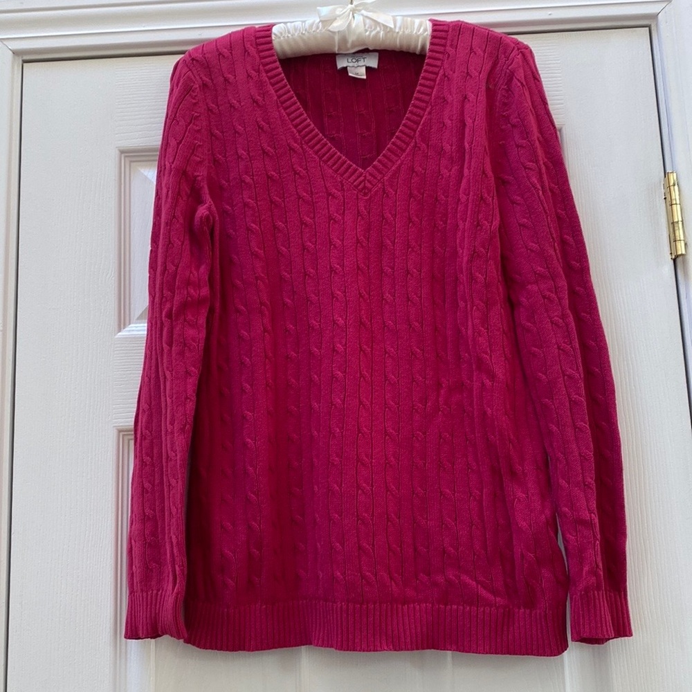 Ann Taylor Loft Women’s V-Neck Cable Knit Sweater, Size M